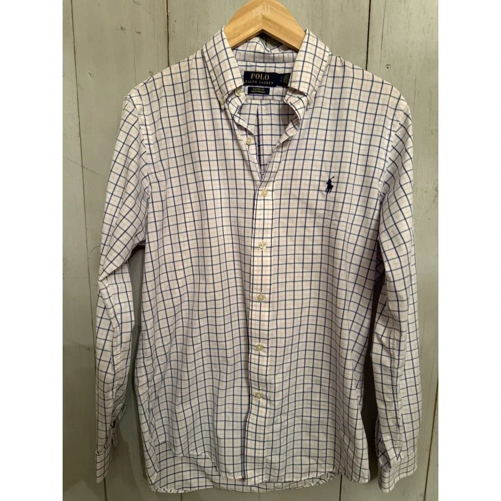 Polo‎ Ralph Lauren Classic Fit Tattersall Performance Shirt Pink & Blue Sz-S